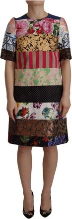 Dolce & Gabbana Patchwork Mini Jurk - Multicolor Elegantie - Dames - Casual kleedjes - Veelkleurig - 2XS - Katoen - Kleedjes