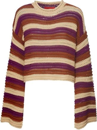 La DoubleJ Chunky gestreepte cropped trui - Dames - Ronde hals truien - Veelkleurig - L - Katoen - Truien & Vesten