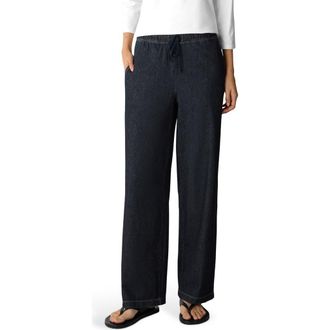 Eileen Fisher Stretch Organic Cotton Straight Leg Jeans in Dark Wash at Nordstrom, Size Large