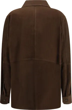 Toteme Womens Shirt Jacket Suede Bark Lambskin Leather
