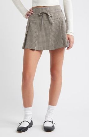 BP. Pleated Belted Plaid Minskirt in Brown Houndstooth at Nordstrom Rack, Size X-Large