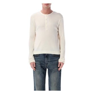 Our Legacy Round-neck Knitwear, male, White, Size: XL Fine Henley