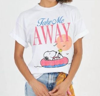 Girl Dangerous Peanuts Take Me Away Boyfriend Tee In Vintage White