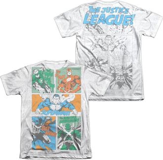 Gildan Justice League of America Justice Panels (Front/Back Print) Adult Poly/Cotton Short Sleeve Tee / T-Shirt