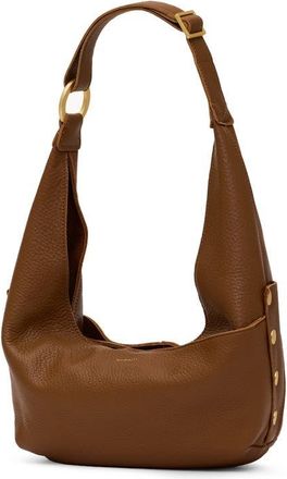 Hammitt Tom Zip Medium Hobo Bag in Mahogany Pebble/gold Red Zip at Nordstrom