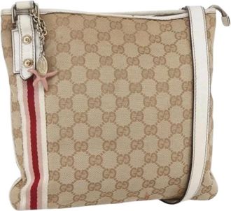 Gucci Pre-owned Cross Body Bags, female, Beige, Size: ONE SIZE Pre-owned Canvas Cross Body Bag