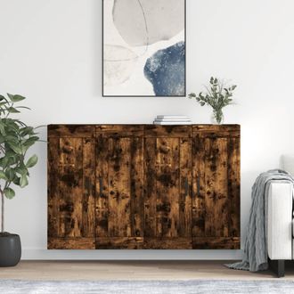 vidaXL Vidaxl - Armarios De Pared 2 Uds Madera De Ingenier&iacute;a Roble Ahumado