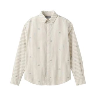 Jacquemus Casual Shirts, male, Beige, Size: M Striped Shirt