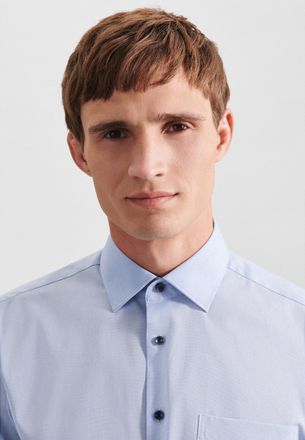 Seidensticker Businesshemd SEIDENSTICKER Schwarze Rose, Herren, Gr. XXL (45), normale &Auml;rmell&auml;ngen, blau, 100% Baumwolle, unifarben, regular fit, 2-Knopf-Manschette,