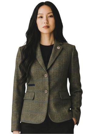 TruClothing Womens Olive Tailored Check Tweed Blazer Formal Jacket - TPSTZ-7
