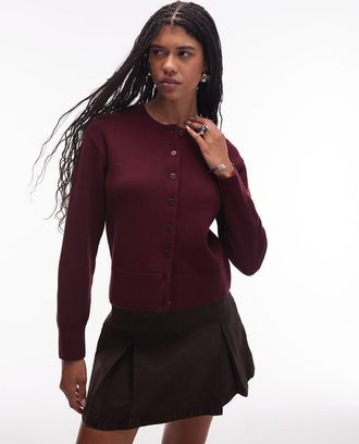 & Other Stories Cardigan bordeaux in lana con bottoni sul davanti-Rosso