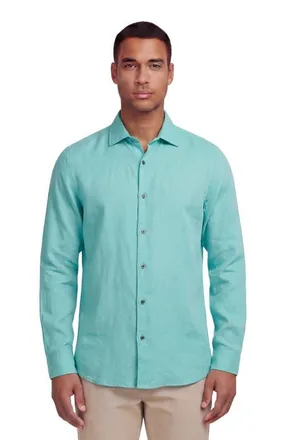Lords of Harlech Linen Long Sleeve Shirt in Spearmint at Nordstrom, Size Xx-Large