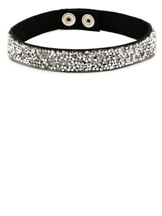 Manokhi crystal-embellished leather choker - women - Crystal/Calf Suede - One Size - Silver