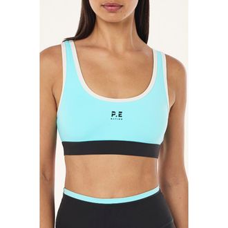 P.E Nation Pursuit Sports Bra in Aqua at Nordstrom, Size X-Small