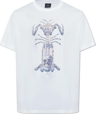 Paul Smith T-shirt met print - Heren - T-shirts - Wit - 2XL - Katoen - Tops