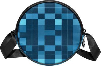 Generic Circle Crossbody Bag for Women, Retro Plaid Small Sling Bag Daypack with Zipper Adjustable Shoulder Straps Casual Ladies Girls Round Purse