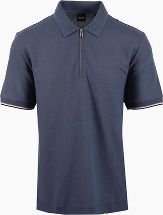 HUGO BOSS Mens Boss Black BOSS C-PEI 04 POLO SHIRT OPEN BLUE - Navy - Size: 44
