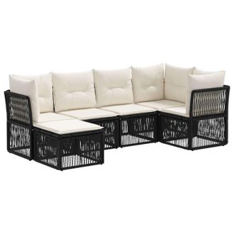 vidaXL Conjunto De Sof&aacute;s De Jard&iacute;n 6 Pcs Negro Rat&aacute;n Sint&eacute;tico Vidaxl