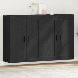 Berkfield Home Wall Mounted Cabinets 2 pcs Black Oak Engineered Wood