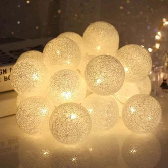 OEM Guirnalda De Luces Led De Algod&oacute;n De 20 Luces, 300 Cm, Funciona Con Pilas, Ideal Para Navidad, Halloween, Cumplea&ntilde;os, Bodas, Habitaciones Infantiles Y