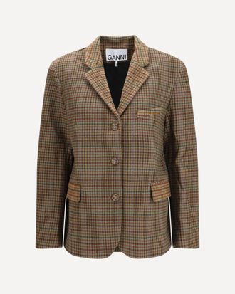 Ganni Blazer in twill a quadri Woman 36