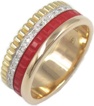 Boucheron Clear Red Color Yellow Gold (18K) Pink Gold (18K) White Gold (18K) Ceramic Band Ring (Pre-Owned)