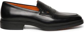 Santoni Schoenen, Heren, Zwart, 40 1/2 EU, Leer, Easy leren loafers