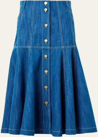 Akris Paneled Denim Midi Skirt