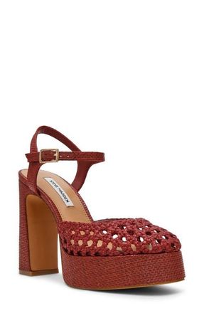 Steve Madden Lexie Ankle Strap Platform Pump in Rust at Nordstrom, Size 8.5