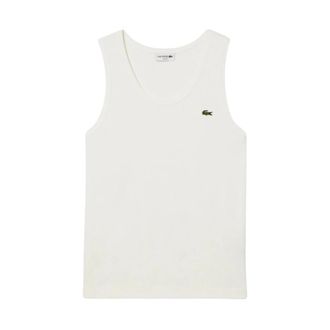 Lacoste Ribbed Tank Top - Heren - Tops zonder mouwen - Wit - M - Katoen - Tops