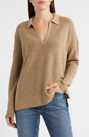Eileen Fisher Classic Collar Wool Sweater in Biscuit at Nordstrom Rack, Size Medium P