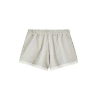 Ganni Korte Broeken, Dames, Grijs, M, Katoen, Isoli Shorts met ruches