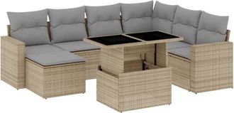 vidaXL Vidaxl - Set De Sof&aacute;s De Jard&iacute;n Y Cojines 8 Piezas Rat&aacute;n Sint&eacute;tico Beige