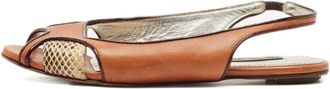Dolce & Gabbana Leren slingback sandalen met slangen-effect - Bruin