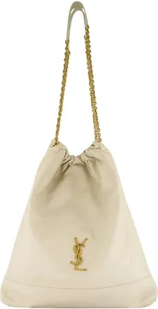 Saint Laurent Tassen, Dames, Beige, ONE Size, Katoen, Jamie Large Pochon Tas