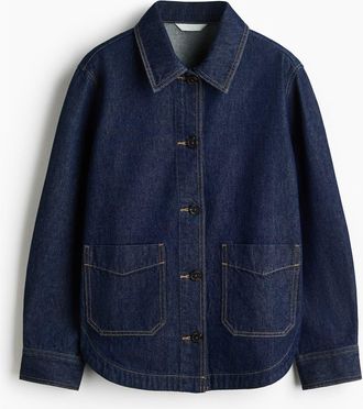 H&M Denim Shacket in Dark Denim Blue at Nordstrom, Size Xx-Small