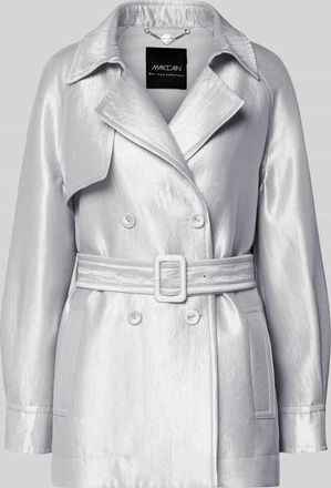 Marc Cain Jacke aus Viskose-Mix mit Reverskragen und G&uuml;rtel in Silber, Gr&ouml;&szlig;e 34