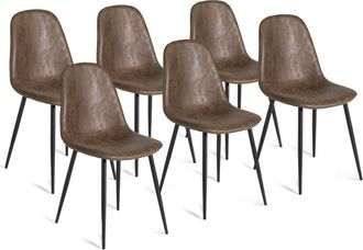 IDMarket Set Di 6 Sedie Vintage Marrone Dali