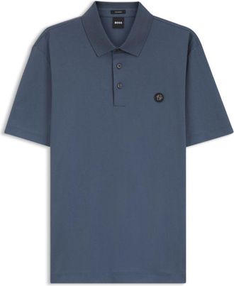 BOSS Mercerized-cotton polo shirt with Double B monogram