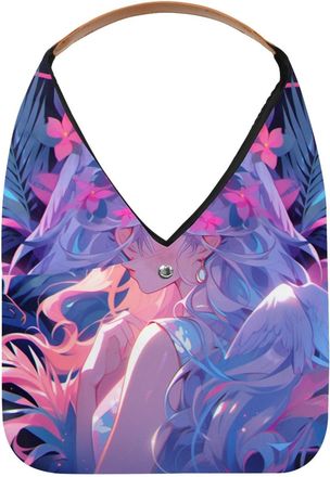 Generic Flamingo Girl Reusable Lightweight Grocery Bags - Foldable Into Compact Pouch, Washable & Sturdy, Multipurpose for Shopping and Travel