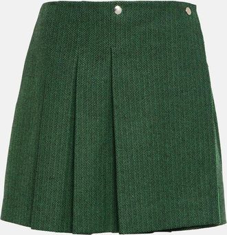 Plan C Pleated wool-blend miniskirt