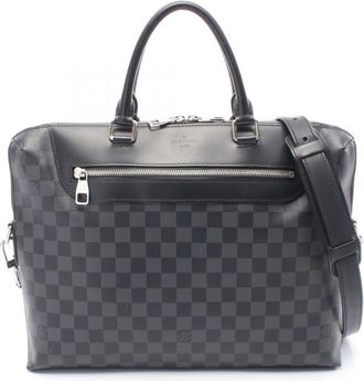 Louis Vuitton Navy Coated Canvas Leather Briefcase (Pre-Owned)