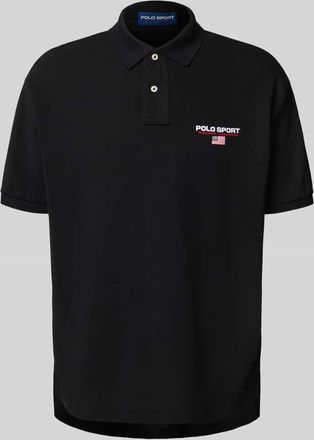 Polo Ralph Lauren Regular Fit Poloshirt mit Logo-Stitching in Black, Größe L