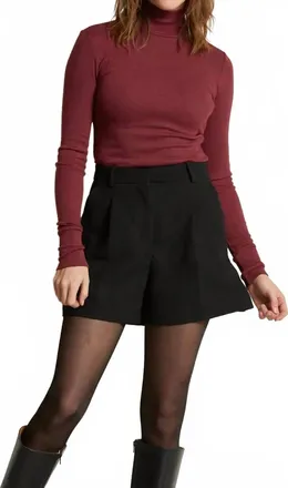perfectwhitetee Hayden Lux Turtleneck Top In Burgundy