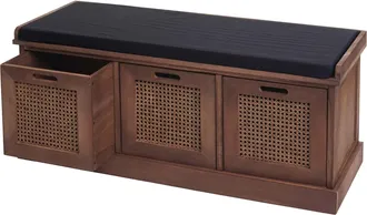 Hhg Hhg - Nunca Usado] Banco 904, Banco Tapizado Banco Armario, Cojines Cajas De Almacenaje Compartimento De Almacenaje 47x110x40cm, Marr&oacute;n, Tapizado Negr