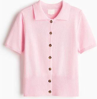 H&M Short-sleeved Cardigan in Light Pink at Nordstrom, Size Xx-Large