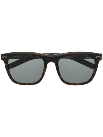 Montblanc Occhiali da sole squadrati con effetto tartarugato - Marrone