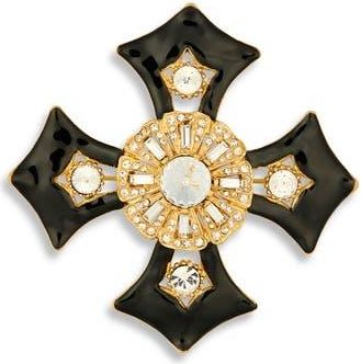 Kenneth Jay Lane Crystal & Enamel Cross Pin in Gold at Nordstrom Rack