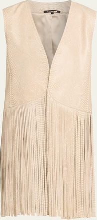 Kobi Halperin Angela Snakeskin Fringe Leather Vest
