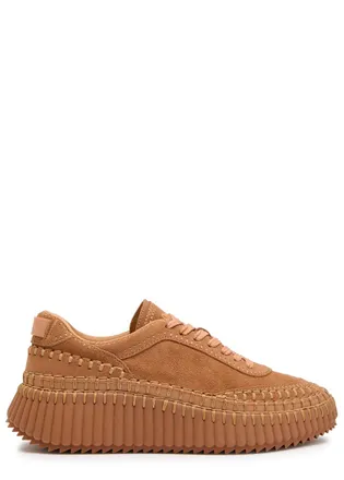 Chlo&eacute; Nama Panelled Suede Sneakers - Camel - 39 (IT39/ UK6)
